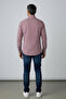 Men's Slim Fit Long Sleeve Brit Collar Pocketless Striped Coral Shirt 2439Mr - 5
