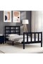 2FT6 Small Single Bed Frame with Headboard, Black, Solid Wood - 4