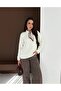 Women's Ecru Scarf Collar Soft Textured Knitwear Sweater