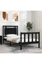2FT6 Small Single Bed Frame with Headboard, Black, Solid Wood