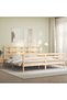 Bed frame with headboard 200x200 cm, solid pine wood - 3