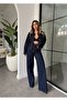 Navy Blue Full Stone Denim Set - 2