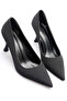 Black Matte Satin Pointed Toe 8 cm Heeled Sara Stiletto Women's Shoes