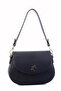 Women's Shoulder and Crossbody Bag with Double Straps - Black Embossed
