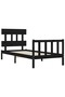 2FT6 Small Single Bed Frame with Headboard, Black, Solid Wood - 5