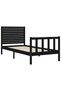 2FT6 Small Single Bed Frame with Headboard, Black, Solid Wood - 5