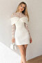 White Tulle Detail Mini Evening Dress for Engagement, Promise, Wedding Civil Ceremony, Home Exit