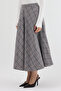 Gray-Brown Aura High Waist A-Line Plaid Midi Skirt - 3