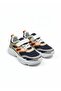Unisex Children's Non-Slip Sole Velcro and Lace-Up Casual Sneaker Navy Blue Beige Orange - 2