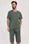 Men's Short Sleeve Khaki Capri Pajama Set C7T4N2804