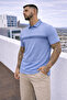 Men's Large Size Comfortable Fit Blue Polo Collar T-Shirt - 2