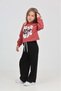 Girl's 2-Piece Set: Printed Crew Neck Sweatshirt & Elastic Waist with Pockets, Wide Leg Sweatpants - 5
