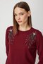 Women's Turtleneck Burgundy Sweater with Shoulder Accessories 63314 - 4