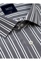 Men's Slim Fit Long Sleeve Brit Collar Pocketless Striped Gray Shirt 2440Gb - 2