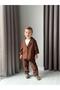 Boy's Cotton Brown Buttoned Jacket and Trousers Set - 4