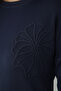 Floral Patterned Tunic N3303 Navy Blue - 2