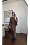 Women's Batwing Sleeve Slit Dress with Belt and Tie-Back Detail - 2
