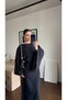 Women's Midi Slit Dress with a Stylish Modern and Chic Design, Featuring a Belt and Tie-Back Detail with Batwing Sleeves. - 3
