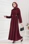 Beli Buckle Detailed Hijab Dress-Bordo - 2