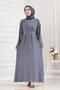 Beli Buckle Detailed Hijab Dress - Gray - 2