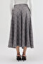 Gray-Brown Aura High Waist A-Line Plaid Midi Skirt - 8