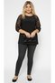 Women's Plus Size Lace Sleeve Cotton Blouse 2035-26