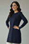 Floral Patterned Tunic N3303 Navy Blue