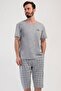 Men's Short Sleeve Gray Melange Capri Pajama Set C7T4N2804