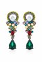 Colorful Stone Embellished Flashy Earrings with Drop Detail
