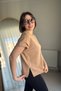 Double Sleeve Honeycomb Fabric Mink Blouse - 2