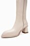 Paradi̇s Ecru Skin Women's Thick Heeled Boots - 6
