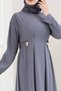 Beli Buckle Detailed Hijab Dress - Gray - 4