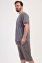 Men's Short Sleeve Smoked Capri 100% Cotton Pajama Set C7T6N1804 - 3