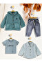 Baby Boy 4-Piece Set Hooded Jacket, Printed T-Shirt and Pants Stylish Boy's Combination - 2