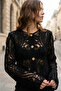 lace patterned gold buttoned basic jacket - 5