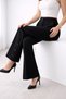 Hayal 270-02-26 Women's High Waist Spanish Flare Pants with Button Detail, Stylish & Slimming Trousers - 7