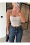 Straped Crop Blouse with Breast Pocket Ecru - 2