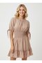 Women's Mink Sleeves Tie Detailed Elastic Waist Mini Dress Rop15