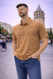 Men's Large Size Short Sleeve Coffee Polo Printed T-Shirt - 3