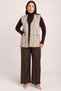 Women's Bone Sand Pocket V-Neck Plaid Knitwear Mother Vest - 4