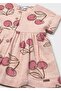Baby Girl Printed Combed Cotton Dress Pink - 3