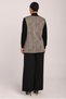 Women's Black Stone Pocket V-Neck Plaid Knitwear Mother Vest - 4
