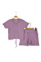 Girl's Shorts Set with Front Drawstring, Elastic Waist, Lace-Up, Combed Cotton Crinkle Lycra Fabric - 2