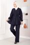 Silva Drawstring Waist Tunic Set Navy Blue - 3