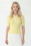 Half Pat Button Polo Neck Short Sleeve Knitwear Blouse Av4071