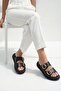 Mira Amara Women's Double Buckle Slippers 00120403 Black - 4