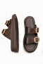 Mira Amara Women's Double Buckle Slippers 00120403 Brown