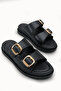 Mira Amara Women's Double Buckle Slippers 00120403 Black - 5