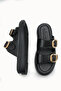Mira Amara Women's Double Buckle Slippers 00120403 Black - 6