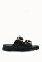 Mira Amara Women's Double Buckle Slippers 00120403 Black - 7